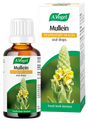 A.Vogel Mullein Respiratory Health oral drops bottle and retail carton featuring a tall yellow mullein flower illustration.