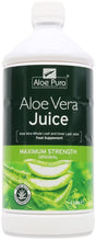 Aloe Pura maximum strength original aloe vera juice food supplement, 1 litre bottle.