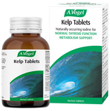 A bottle and box of A.Vogel Kelp Tablets containing naturally occurring iodine for normal thyroid function and metabolism support.