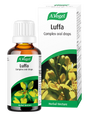 A 50ml bottle and box of A.Vogel Luffa Complex oral drops, a herbal tincture made from Luffa operculata and other botanical extracts.