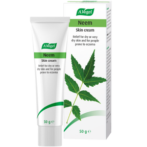 A tube and box of A.Vogel Neem Skin Cream, 50g, formulated for relief of dry or very dry skin and for people prone to eczema.