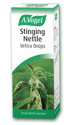 A 50ml bottle of A.Vogel Stinging Nettle Urtica Drops, a fresh herb tincture made from Urtica dioica.