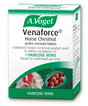A box of A.Vogel Venaforce Horse Chestnut gastro-resistant tablets, a traditional herbal medicinal product used to relieve symptoms of varicose veins.
