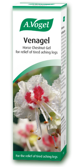 A 100g box of A.Vogel Venagel Horse Chestnut Gel, used for the relief of tired, aching, and heavy legs.