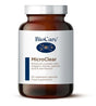 A 60-capsule amber glass jar of BioCare MicroClear botanical complex food supplement with a white and navy blue label and silver cap, isolated on a white background.