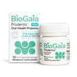 Box and bottle of BioGaia Prodentis Mint oral health probiotic lozenges.