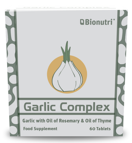 Bionutri Garlic Complex food supplement with Oil of Rosemary and Oil of Thyme, 60 tablets.