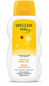 Weleda Baby fragrance-free nourishing body oil with organic calendula extract.