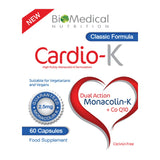 Cardio-K New Classic Formula capsules 30 pack for cholesterol management and heart health with Red Yeast Rice and CoQ10 wellness supplement.