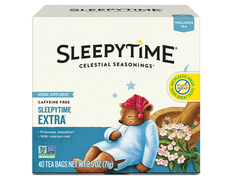 Celestial Seasonings Sleepytime Extra herbal tea 20 bags with valerian and chamomile for sleep and relaxation, Ireland health store.