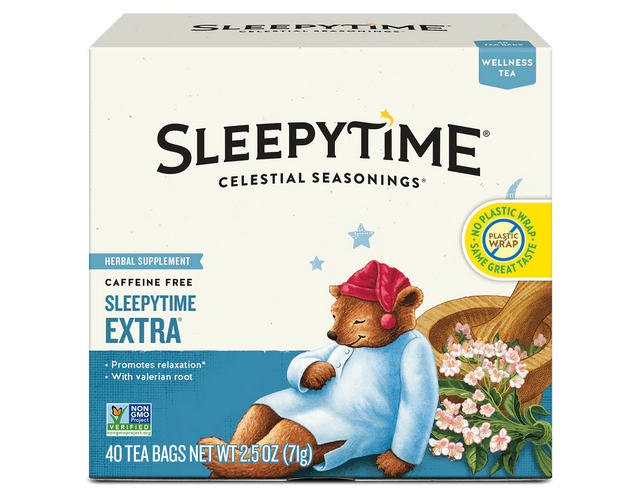 Celestial Seasonings Sleepytime Extra herbal tea 20 bags with valerian and chamomile for sleep and relaxation, Ireland health store.