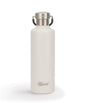 "White Cheeki classic water bottle featuring a stainless steel cap and handle design."