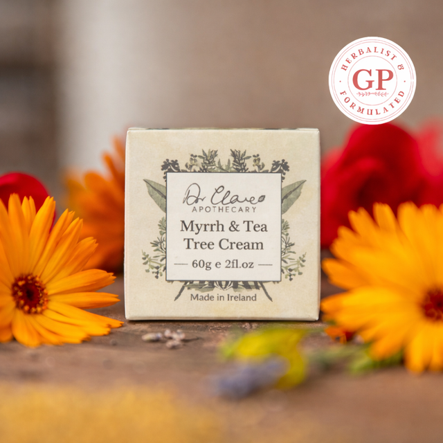 Dr Clare Apothecary Myrrh and Tea Tree Cream for skin cleansing and protective herbal support 60g.
