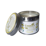 Emma's So Naturals Citronella eco-soy candle, handmade in Ireland and fragranced with only pure essential oils, presented in a signature tin with an open lid.