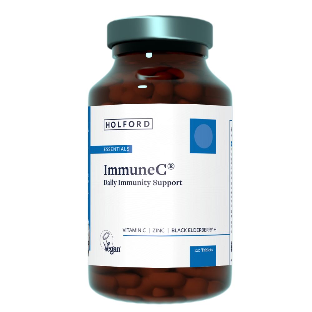 Patrick Holford ImmuneC high potency Vitamin C and Zinc tablets with Black Elderberry for immune support 120 tablets.