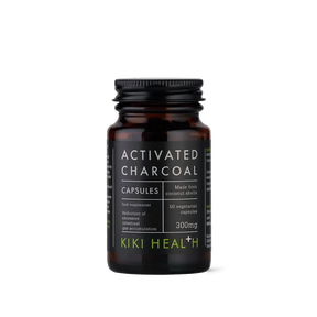 KIKI Health activated charcoal powder 70g from coconut shells for digestion, bloating relief, detox support and natural cleansing.