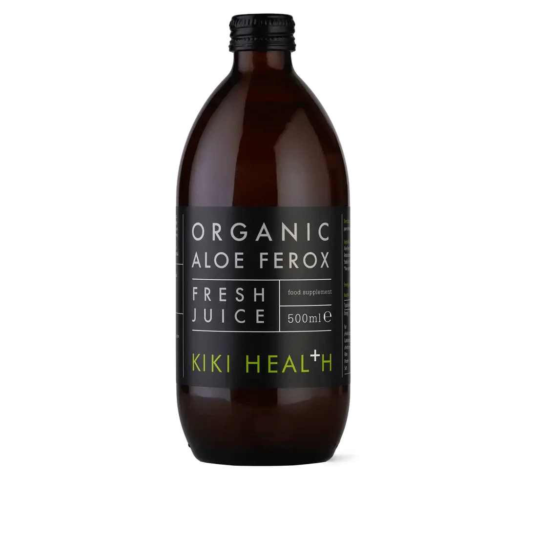 KIKI Health organic Aloe ferox juice 500ml for digestion, gut health, natural detox and bowel support with pure unfiltered aloe extract.
