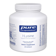 White bottle of Pure Encapsulations L-Lysine dietary supplement capsules, 270 count.