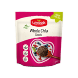 Linwoods Organic Whole Chia Seeds, 400g, a nutritious plant-based source of fiber, protein, and Omega-3 (ALA).