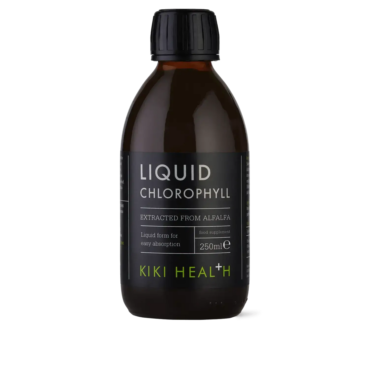 Kiki Health liquid chlorophyll extracted from alfalfa, 250ml food supplement.