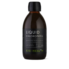 Kiki Health liquid chlorophyll extracted from alfalfa, 250ml food supplement.