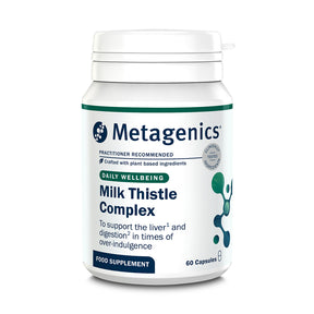 Metagenics Milk Thistle Complex daily wellbeing supplement, 60 capsules to support liver and digestion.