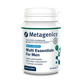 Metagenics Multi Essentials For Men, 30 tablets. A highly absorbable one-a-day multivitamin and mineral complex for men's health.
