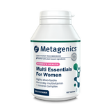 Metagenics Multi Essentials For Women, 60 tablets. A highly absorbable one-a-day multivitamin and mineral complex for women's health.