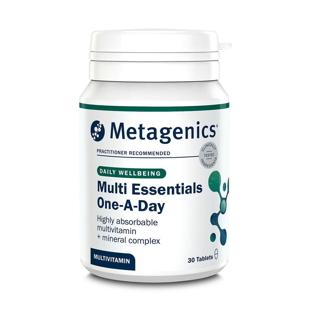 Metagenics Multi Essentials One-A-Day supplement bottle on a white background