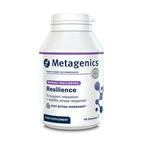 Metagenics Resilience mental wellbeing supplement, 60 capsules to support relaxation and healthy stress response.