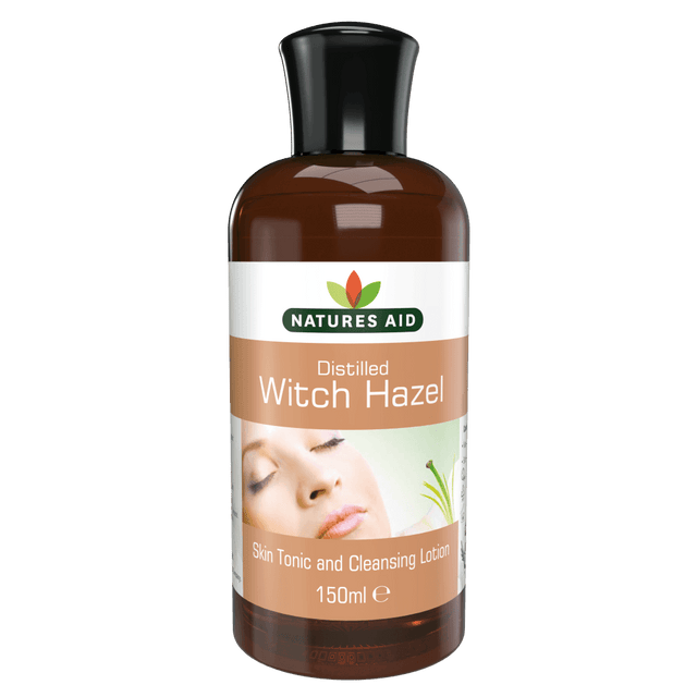 Natures Aid Distilled Witch Hazel skin tonic and cleansing lotion, 150ml bottle for skincare.