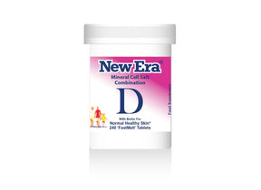 New Era Mineral Cell Salt Combination D with Biotin for normal healthy skin, 240 FastMelt tablets bottle food supplement.