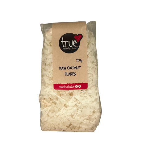 True Natural Goodness Raw Coconut Flakes, 250g pack of versatile, natural coconut flakes.