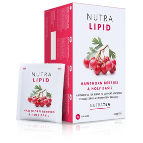 NutraLipid Herbal Tea bags for cholesterol support and heart health 20 pack caffeine free Artichoke and Hawthorn blend.
