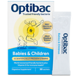 Optibac Babies & Children digestive supplement, 30 sachets box and individual sachet with friendly bacteria and Vitamin D.