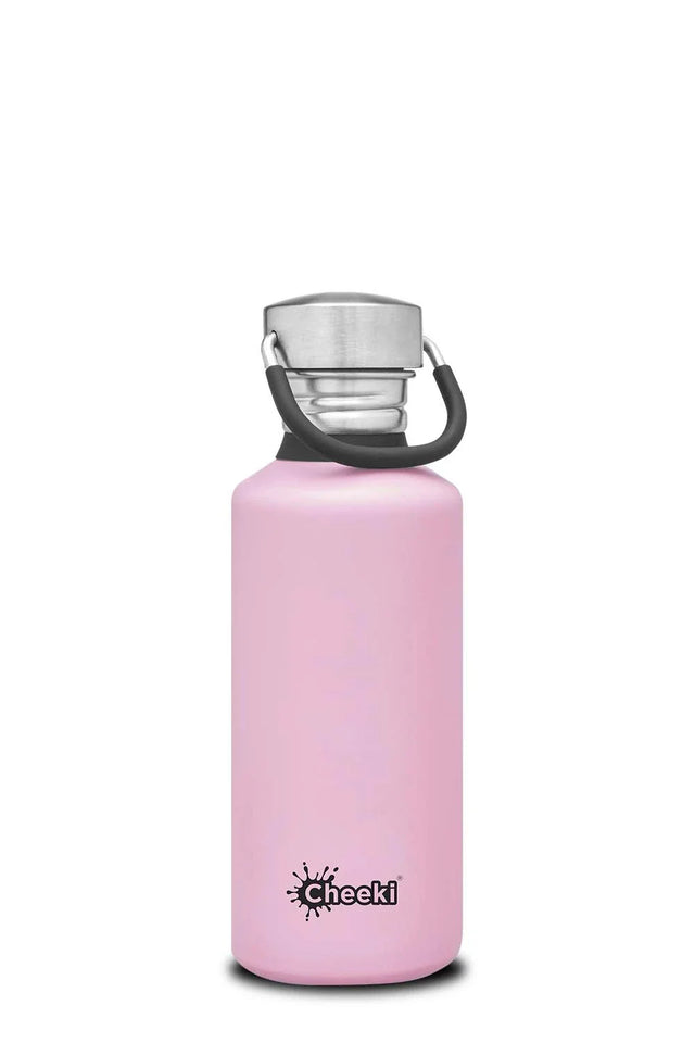 Classic pink stainless steel water bottle 500ml single wall reusable BPA free bottle Ireland health store.