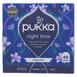 Pukka Herbs Night Time organic tea bags with Lavender Valerian and Oat Flower for sleep and relaxation support.