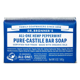 Dr. Bronner’s Organic Peppermint Pure-Castile Bar Soap 140g for invigorating skin cooling and natural detox.