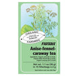 Salus Organic Anise Fennel and Caraway tea bags for bloating and digestive comfort 15 pack caffeine free organic ingredients.