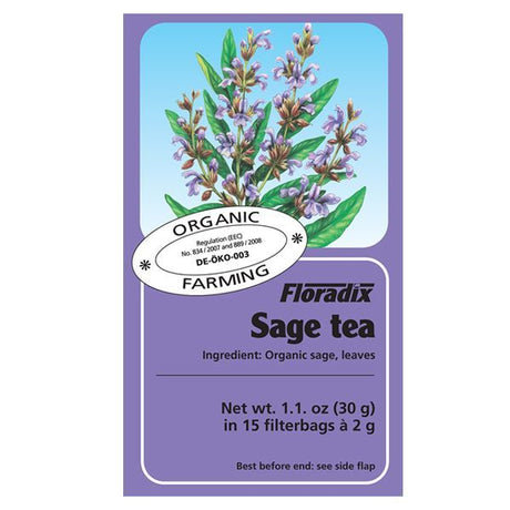 Salus-Haus Organic Sage herbal tea bags for hormonal balance and throat soothing 15 bags pack.