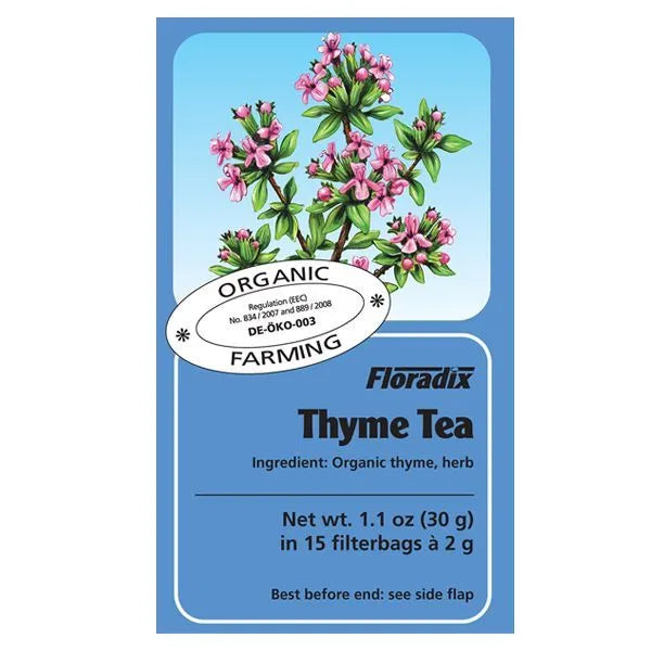 Salus-Haus Organic Thyme herbal tea bags for respiratory and digestive support 15 bags pack.