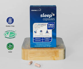 Revive Active Sleep capsules with Magnesium 5-HTP and L-Theanine for restful sleep and recovery 30 capsules pack.