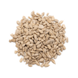 A pile of raw, shelled sunflower seeds isolated on a white background.