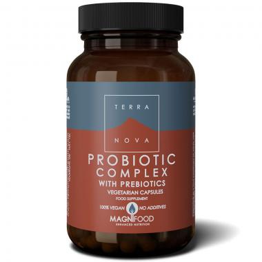 Terranova Probiotic Complex with prebiotics, vegetarian capsule food supplement.
