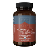 Terranova Vitamin D3 & K2 complex, 100 vegan capsules for nutritional support.