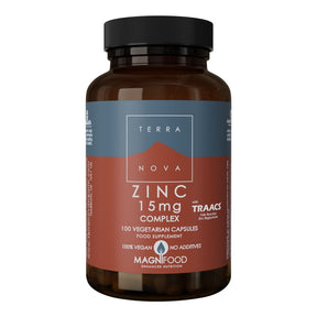 Terranova Zinc 15mg complex, 100 vegetarian capsules.