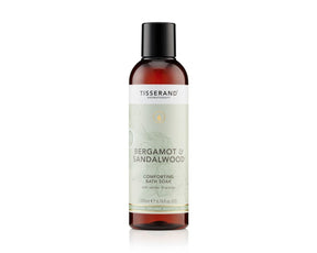 Tisserand Aromatherapy Bergamot and Sandalwood comforting bath soak with organic essential oils.
