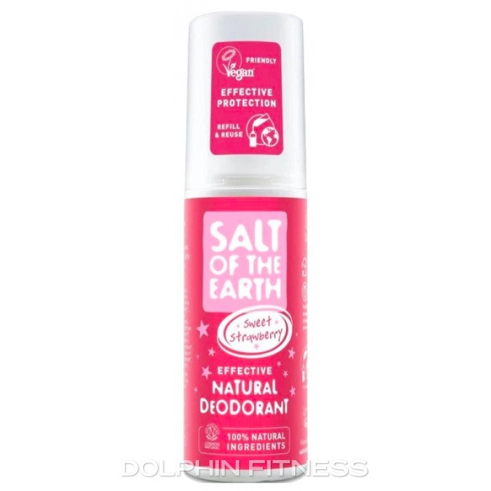 Salt of the Earth Sweet Strawberry Natural Deodorant, a vegan-friendly and cruelty-free product made with 100% natural ingredients, featuring effective protection and designed for refill and reuse.