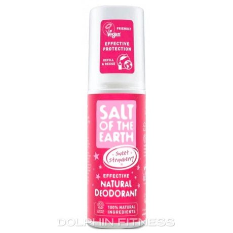 Salt of the Earth Sweet Strawberry Natural Deodorant, a vegan-friendly and cruelty-free product made with 100% natural ingredients, featuring effective protection and designed for refill and reuse.