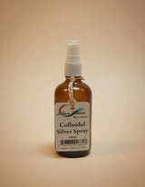 Silver Water Colloidal Silver Spray, 100ml bottle, featuring a spray pump dispenser and a branded label.